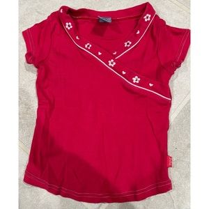 Pumpkin Patch Kids Red Floral Collar Top